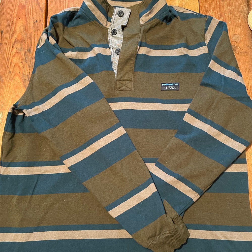 LL Bean mens rugby shirt traditional fit LARGE REG